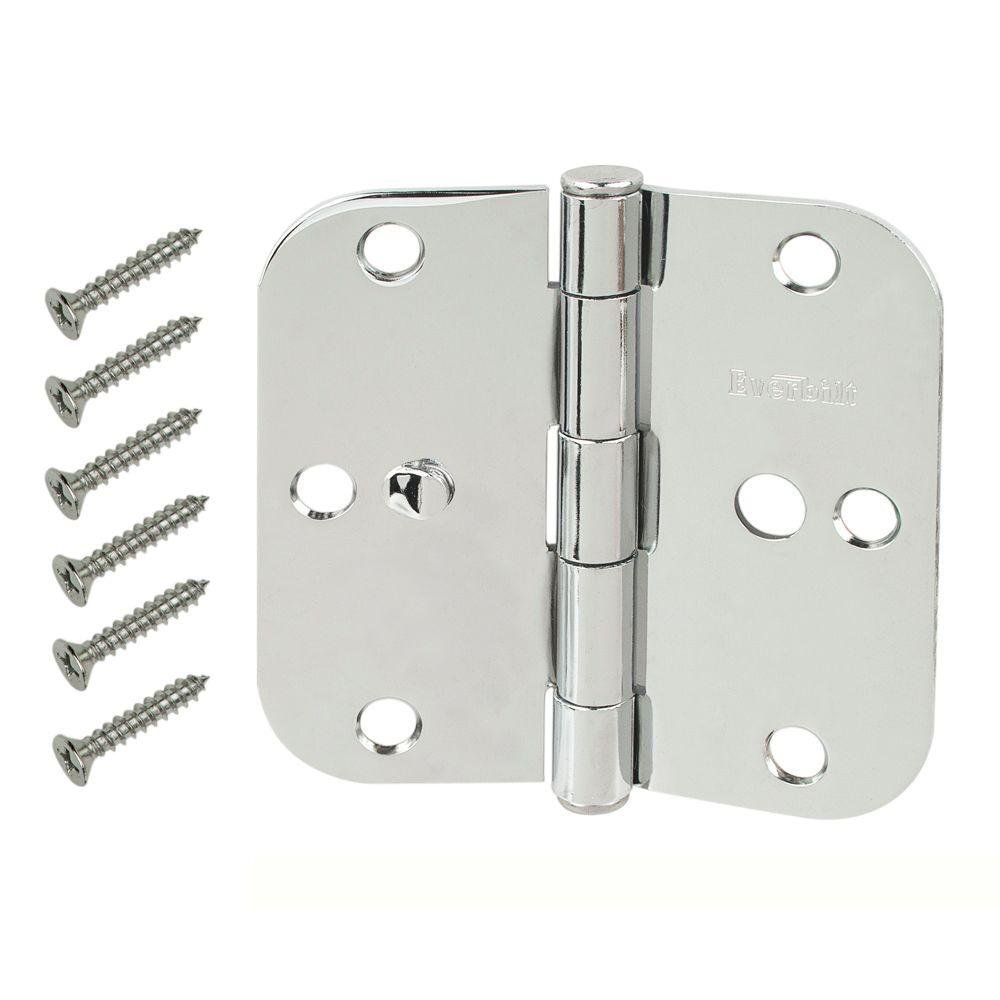 Everbilt 3-1/2 in. x 5/8 in. Radius Chrome Security Door Hinge Value Pack