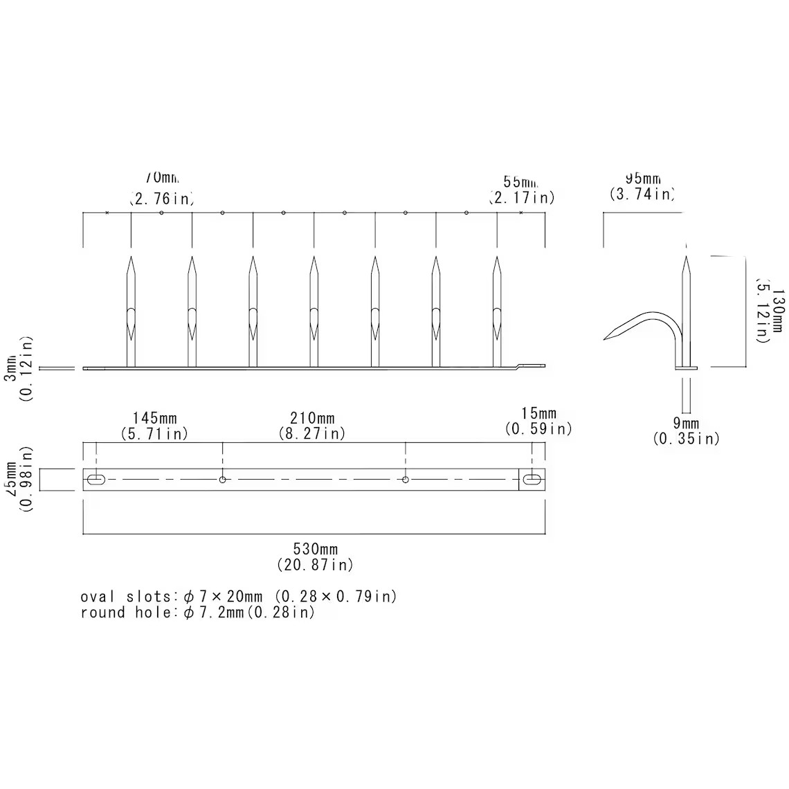 忍び返し Shinobi Gaeshi H130 Single Bladed White made in Japan Security Spikes