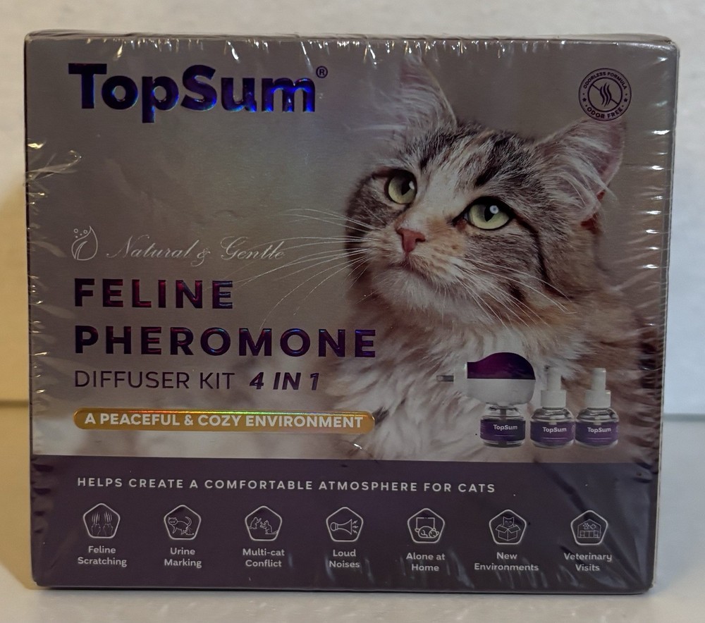 TopSum Cat Pheromone Diffuser Kit 4 in 1 Feline Calming with 3 Diffusers