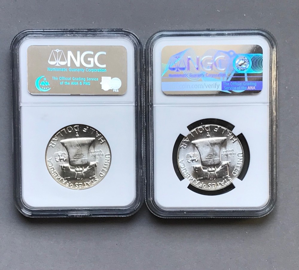 (2) 1958 Type 2 Reverse Franklin NGC MS64