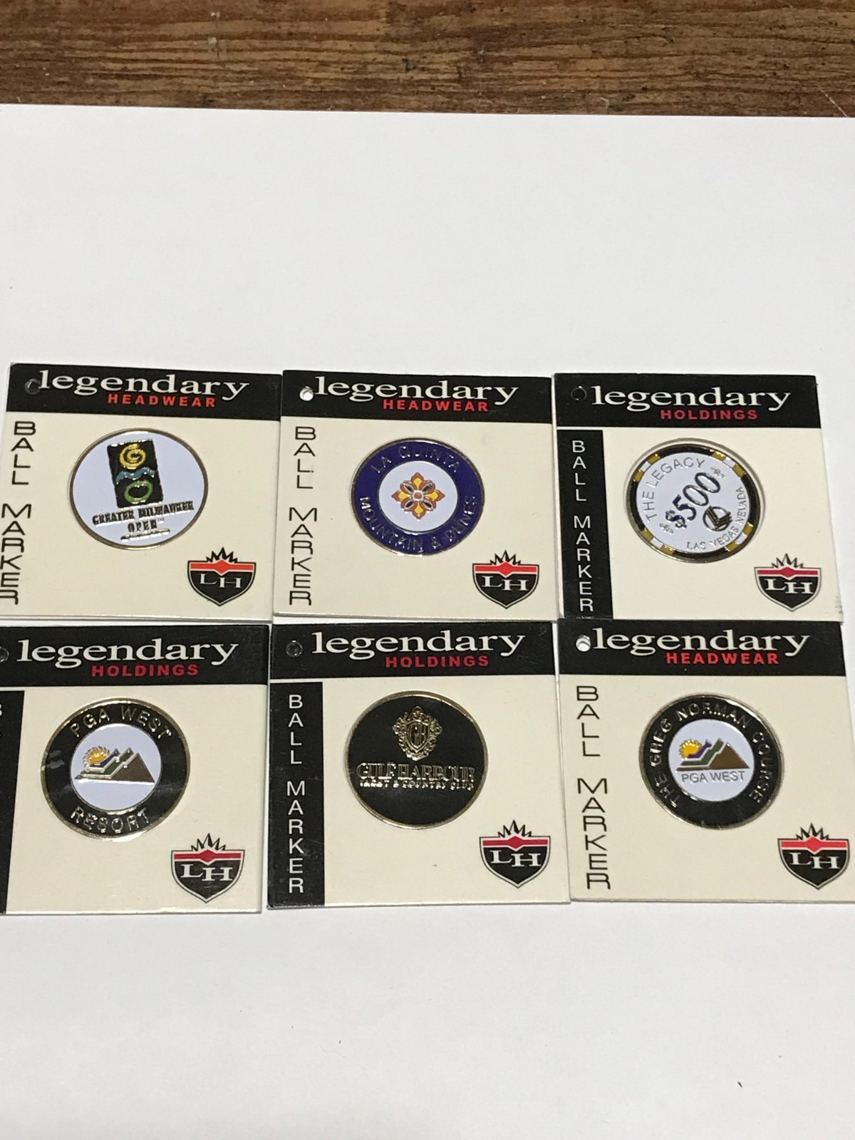 Lot of 6 Golf Ball Metal Markers La Quinta PGA West Cliff Harbour Vegas $500 NEW