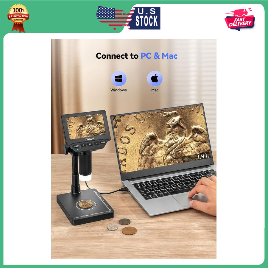 TOMLOV DM4W Microscope with Weighing Scale: 4.3" Digital Coin Microscope...