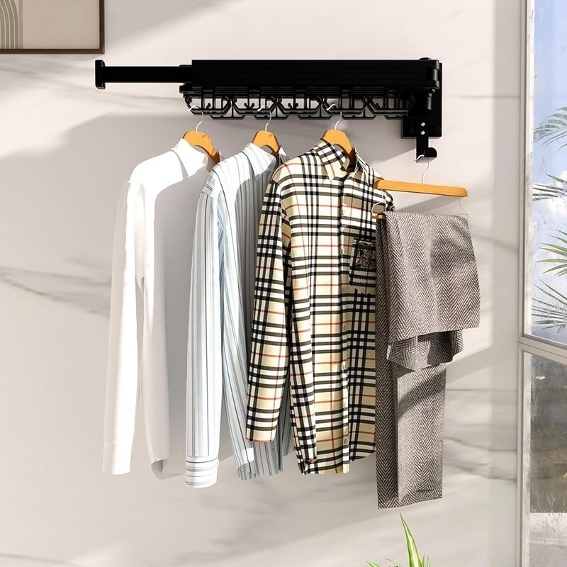 Wall Mounted Foldable Clothes Drying Rack Space Saving Laundry Organizer New