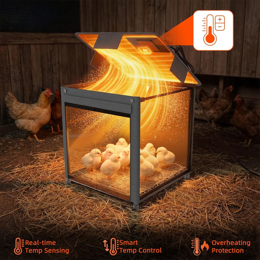 Brooder Box for Chicks, Upgrade Chicken Brooder Box with Adjustable Temp (77~95℉