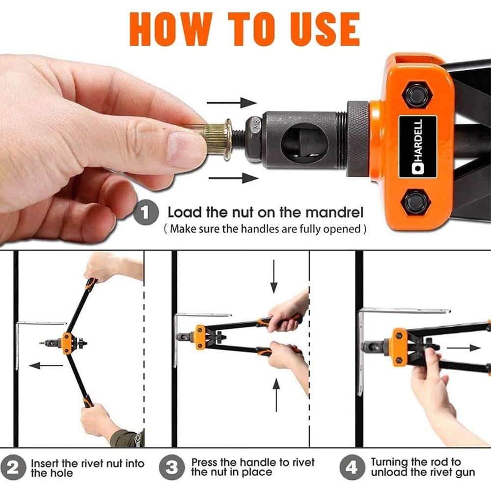 Rivet Nut Pliers Set, 14" Riveter Set, Threaded Riveting Pliers Set with 6 Thread...