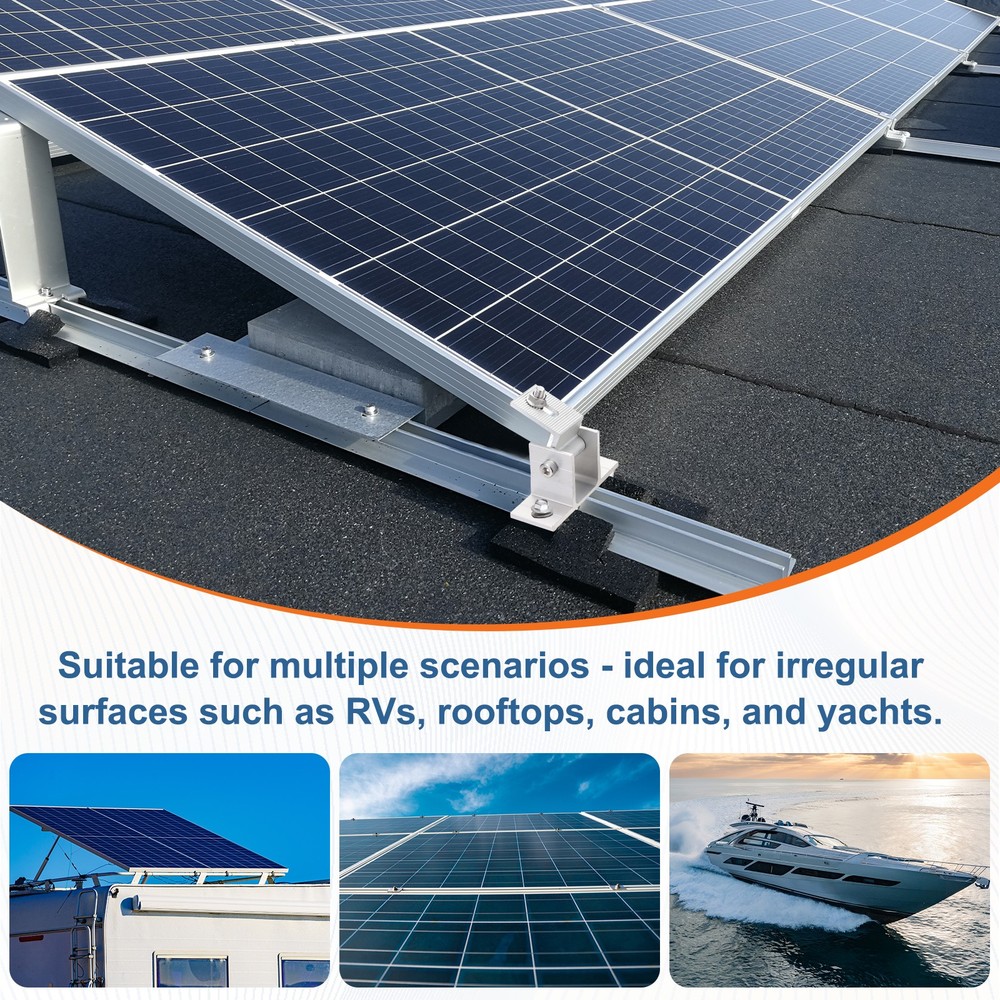 4 Pack Adjustable Solar Panel Tilt Mount Bracket, Adjustable Mounting Kit, White