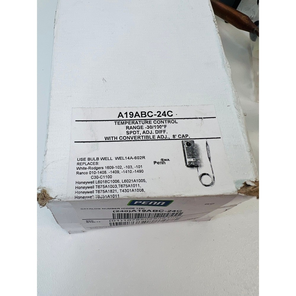PENN A19ABC-24C Temperature Control SPDT Adj Diff 30-100F Convertible Adj 8 Cap