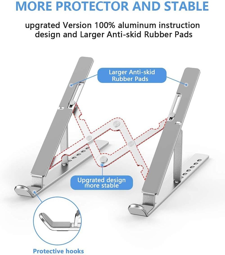 Portable Foldable Laptop Stand Aluminum Multi-Angle Travel Notebook Riser Mount