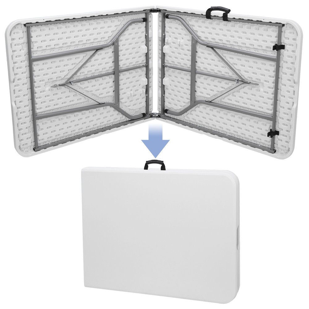 4X 6' Folding Table Plastic Fold-in-Half Picnic Table w/ Handle Rectangular