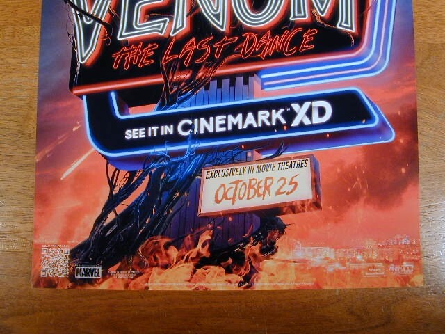 VENOM: THE LAST DANCE 2024 11"X17" ORIGINAL CINEMARK XD ADV. MARVEL MOVIE POSTER