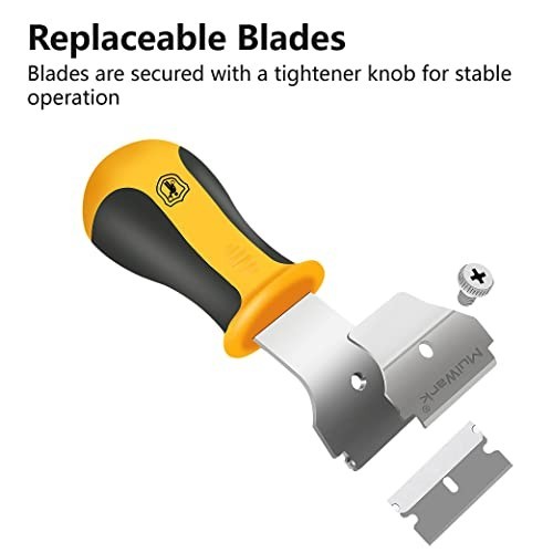 Heavy Duty Razor Blade Scraper Set - 2 Handles, 12 Extra Blades, Extendable Tool
