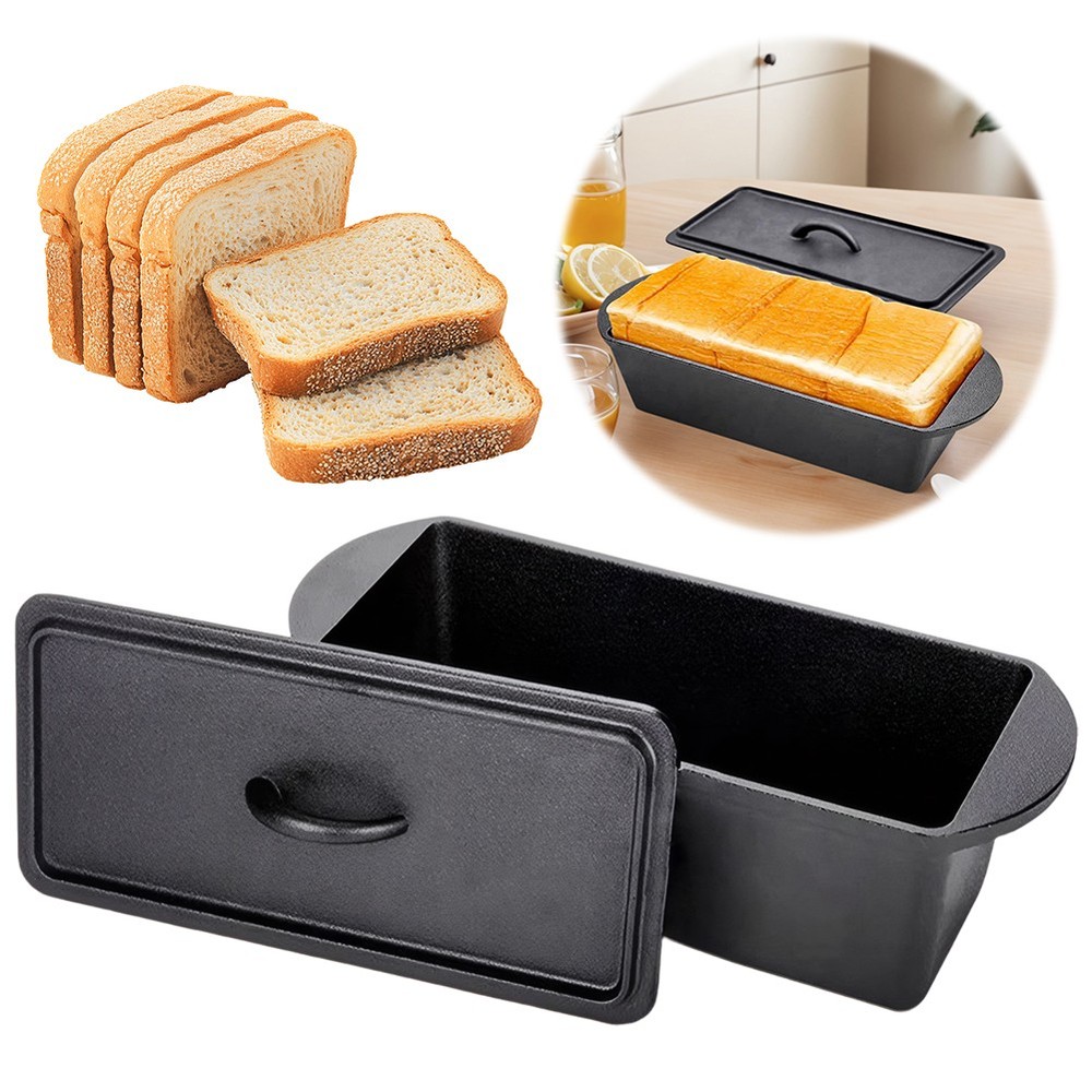 Cast Iron Pan with Lid Bread Square Square Toast for Home Bread Baking
