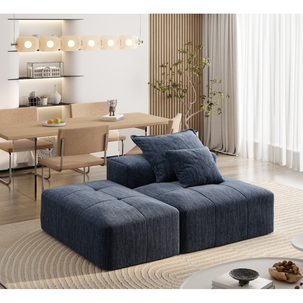 Large Blue Chenille Modular Sectional Sofa, 30+ Configurations, Free Ship