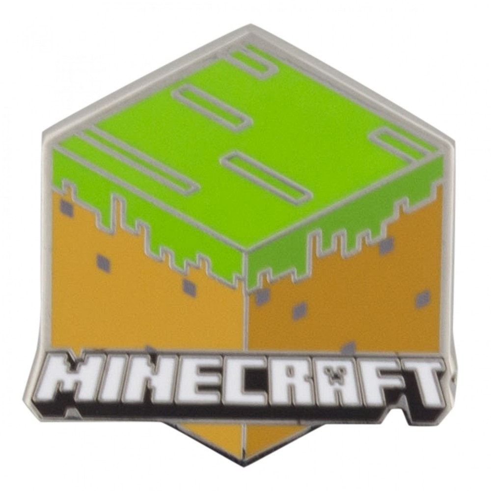 Minecraft Grass Block Logo Enamel Pin Multi-Color
