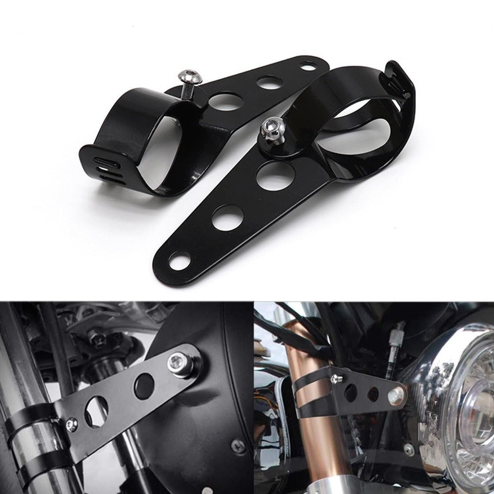 Motorcycle Headlight Bracket,Universal Headlight Ear Brackets, 2pcs Black