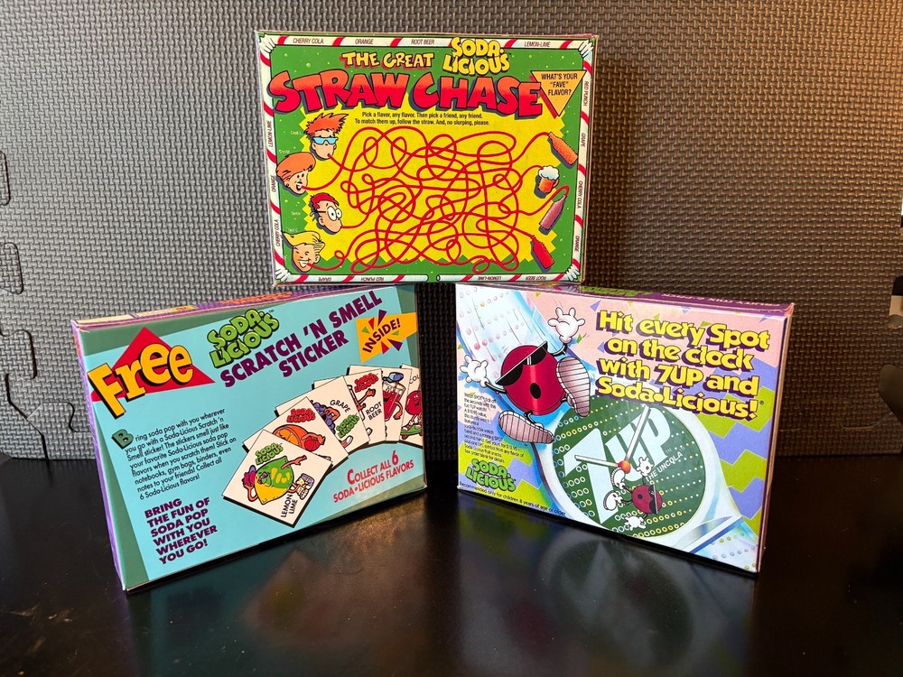 Soda Licious fruit snacks - 3 empty custom design display boxes