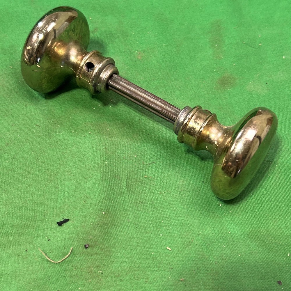 Two 2” Antique Brass Door Knobs W/ Treaded Spindle
