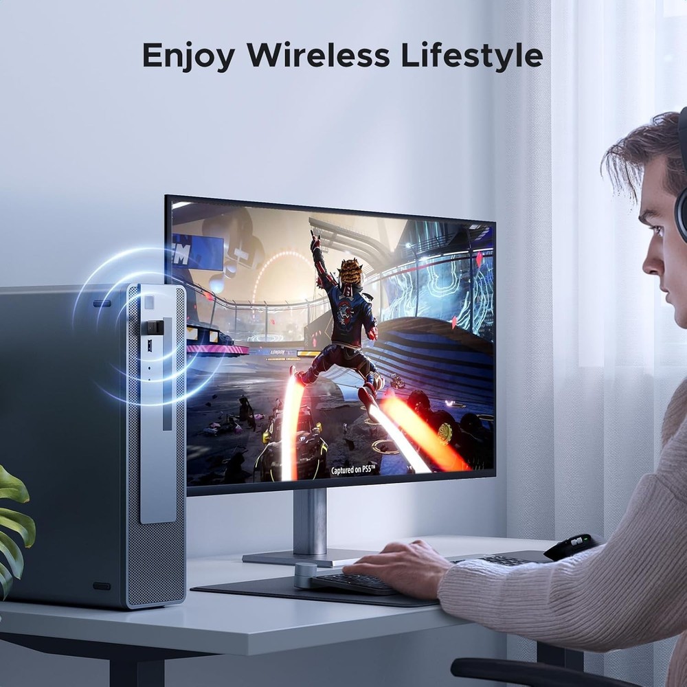 UGREEN USB Bluetooth Adapter for PC, Bluetooth 6.0 Dongle Receiver EDR & BLE, Pl