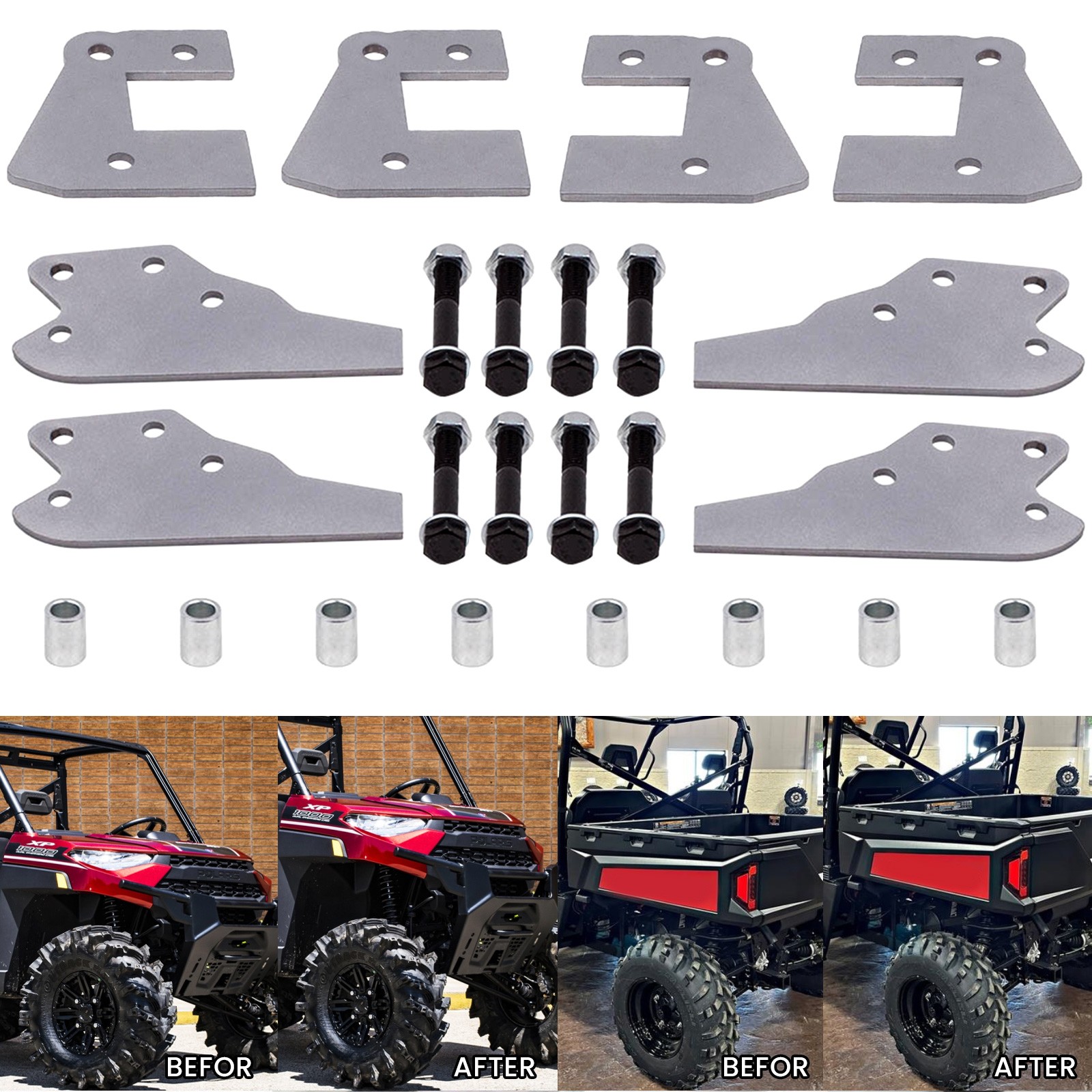 Front + Rear 3" Full Lift Kits for Polaris Ranger Fullsize 570 XP 900 1000 Crew