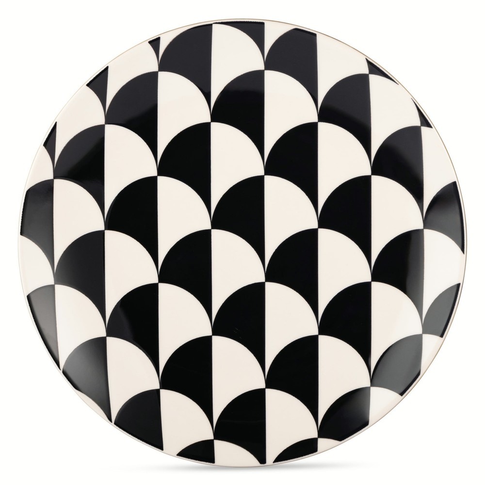 Emmett 12-Piece Ceramic Dinnerware Set Black & White