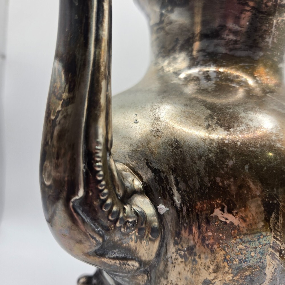 B.S. Co. Silver Plate on Copper Vintage Footed Teapot Coffee - Hinged Lid VTG