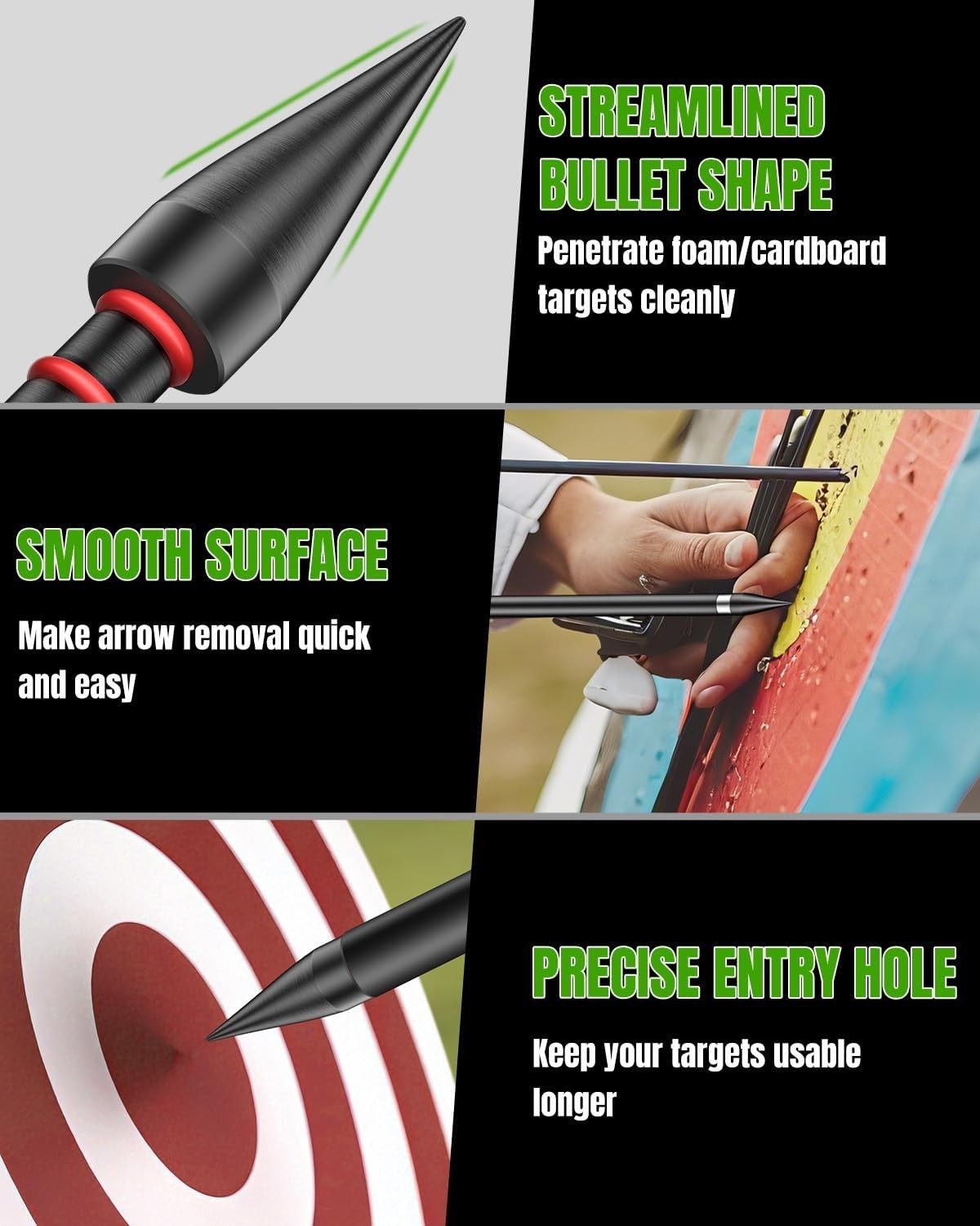 24Pcs Archery Field Points Screw-in Arrow Point 100 Grain 5/16" Steel Field Tips