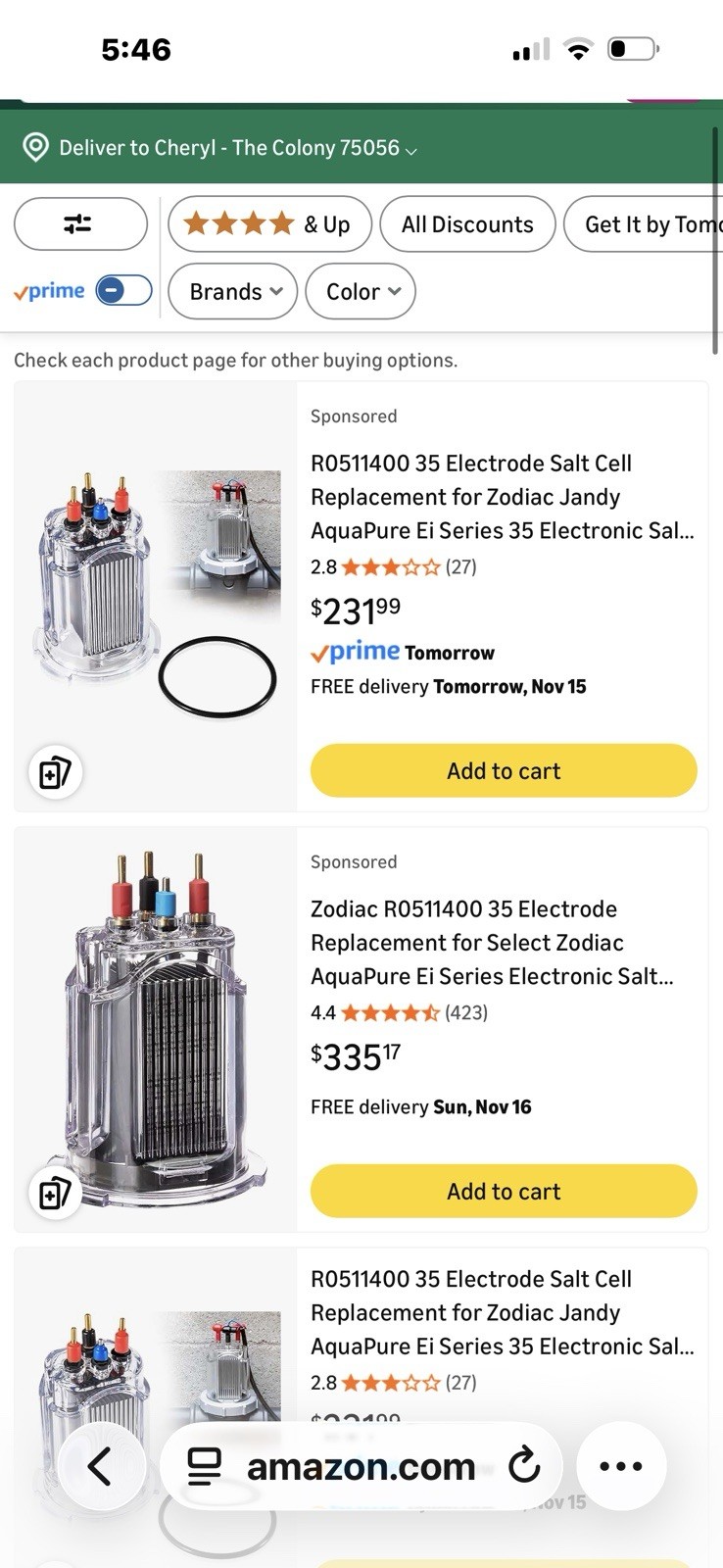 R0511400 35 Electrode Salt Cell Kit for Zodiac Jandy AquaPure Ei Series APURE35