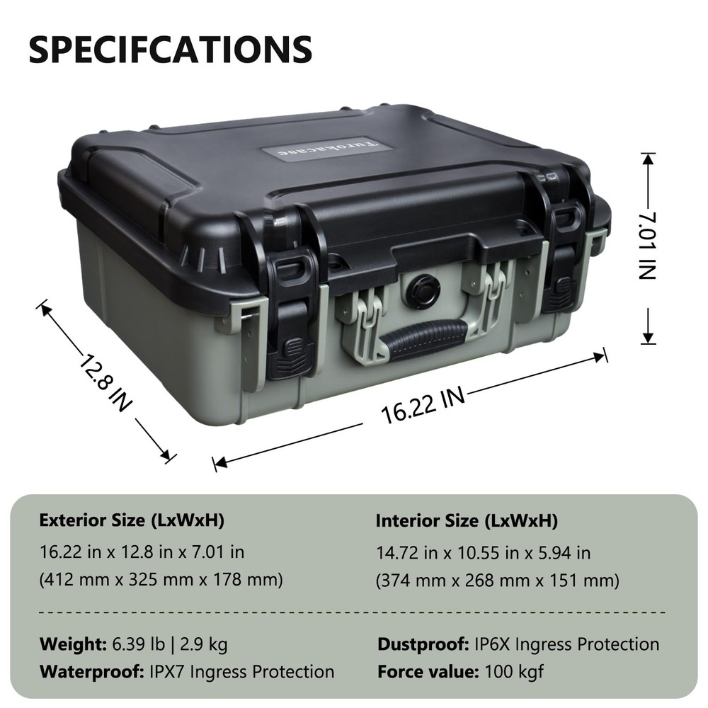 TSA Approved Pistol Gun Case for Multiple Handguns – Hard Shell Waterproof & ...