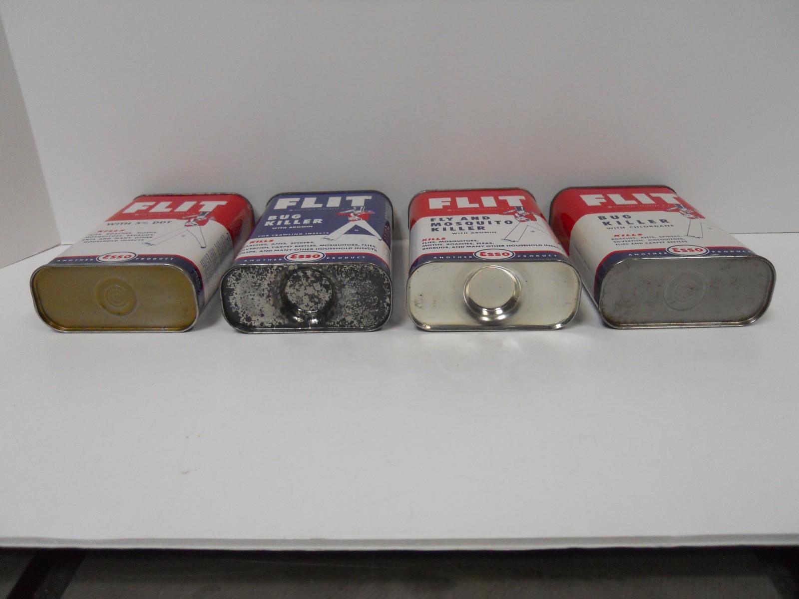Vintage Set of (4) Different ESSO FLIT 1 Pint Cans Empty and for Display Only