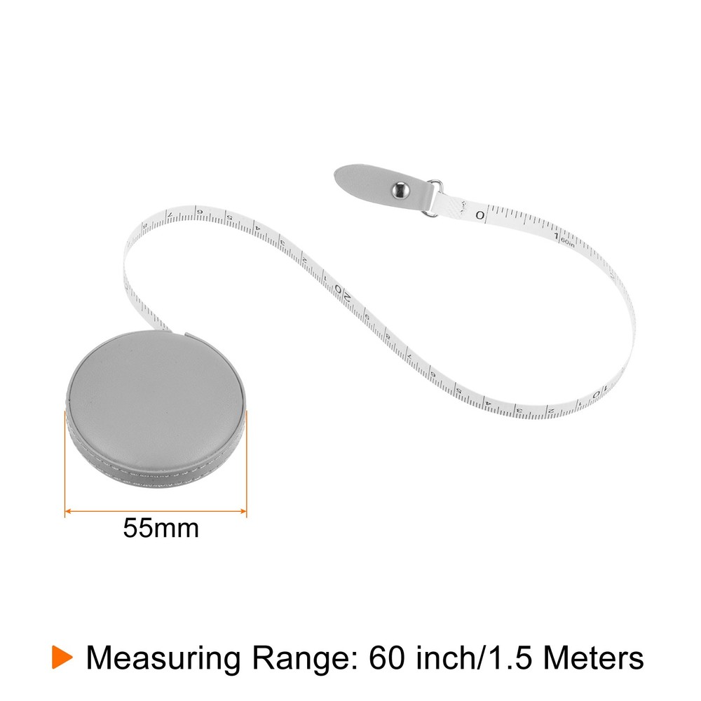 Round Retractable Tape Meter 150cm/60 Inch, Grey