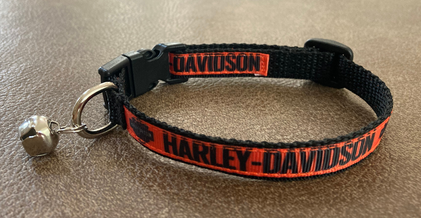 1/2 inch Wide Harley Cat Collar 2 Sizes on Nylon Webbing