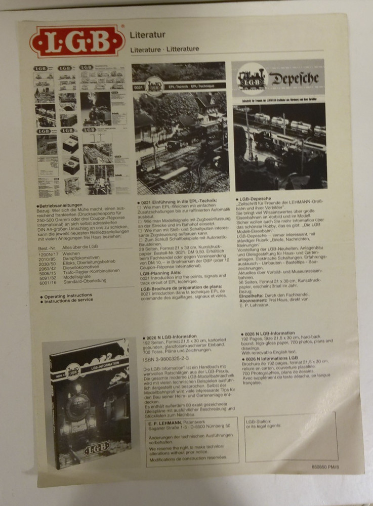 LGB 1200 N/17 Track Instructions