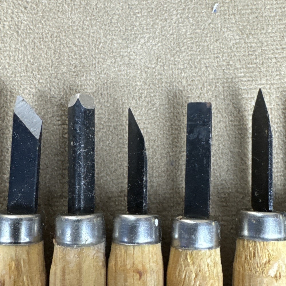 12-Piece Wood Carving Hand Chisels Set +6 WOOD BLOCKS Woodworking Gouges Tools