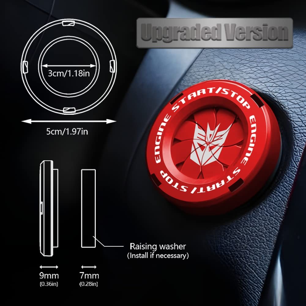 Tybasthe Rotary Push Start Button Cover, Decepticon Car Accessories Engine Start