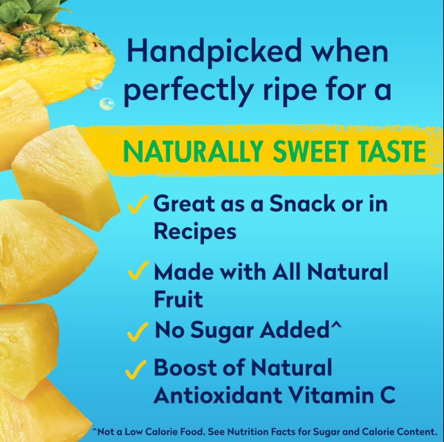 Dole Pineapple Chunks 6 Can Pack no sugar added