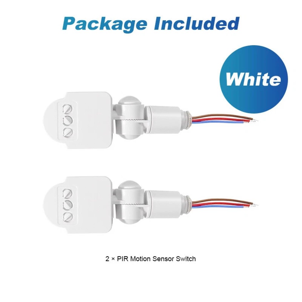 2pcs PIR Motion Sensor Switch For Ambient Light: 2LUX~2000LUX (Adjustable)
