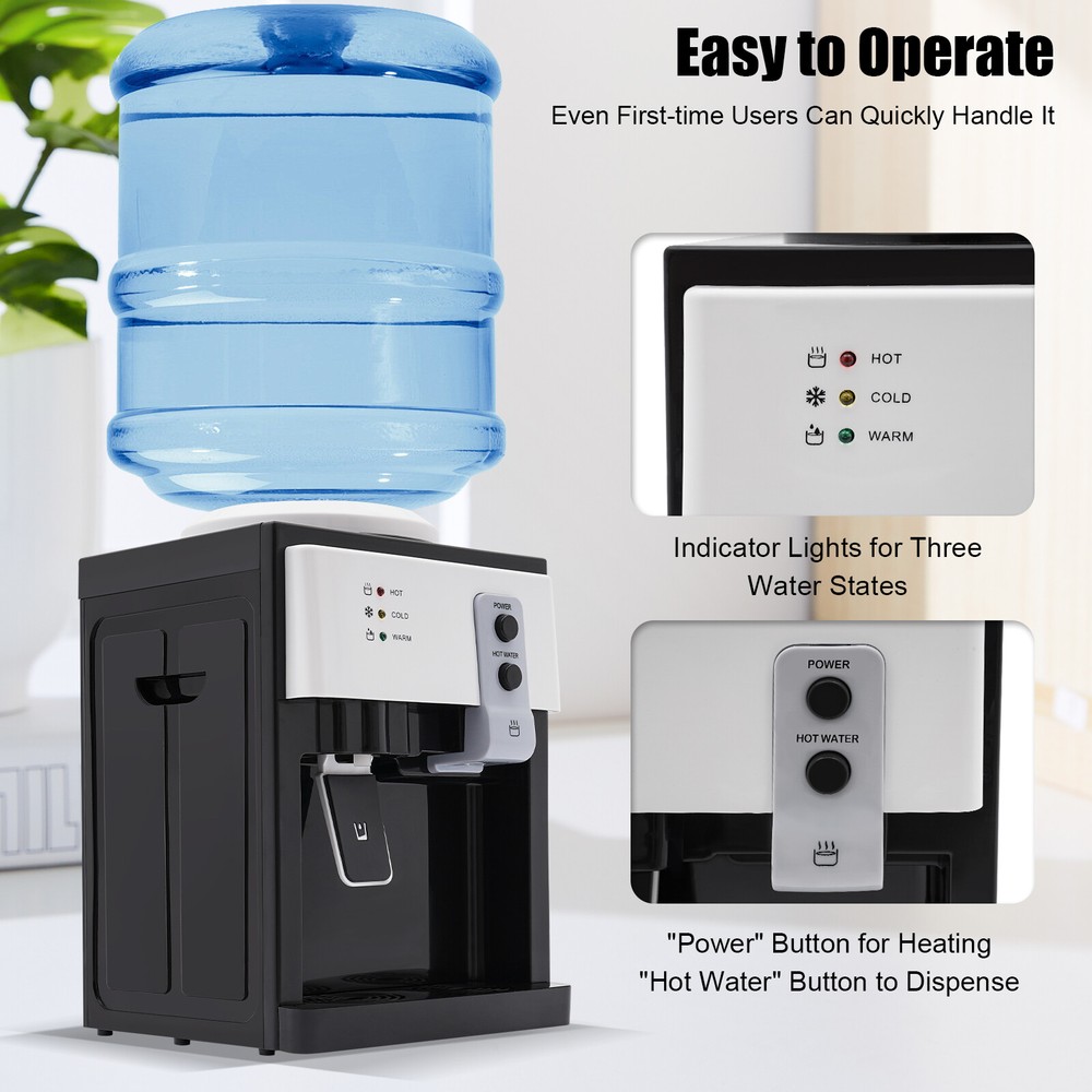 5 Gallon Top Loading Water Cooler Dispenser Countertop Hot+Cold Drinking Machine