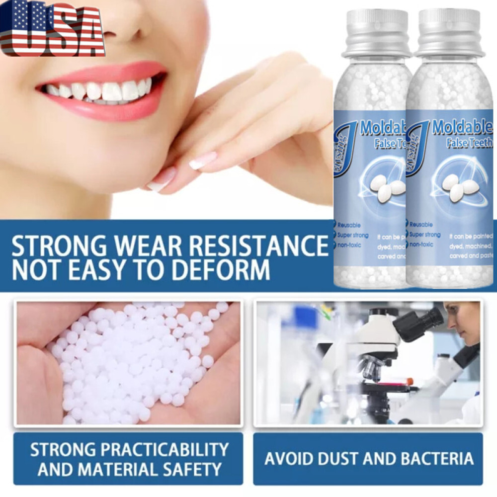 2X Tooth Repair Granule Temporary Kit Fitting Bead Reusable Moldable False Teeth