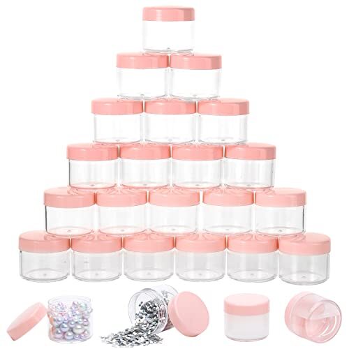 100 Pieces 20g Sample Containers with Lids，Refillable Cosmetic Containers