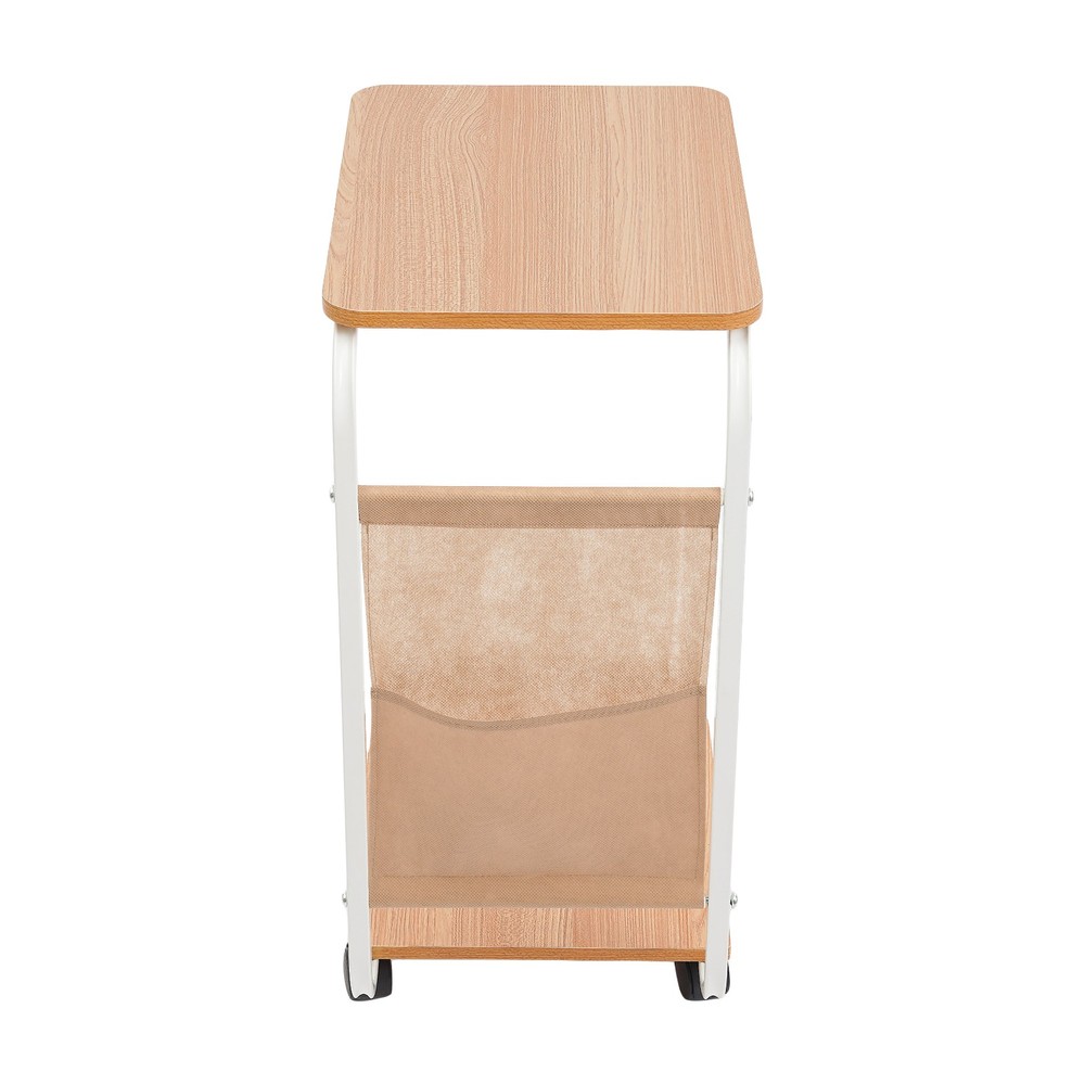 C-Shaped Side Table Sofa Bed Side Table With 4 Wheels Coffee Table Laptop Stand