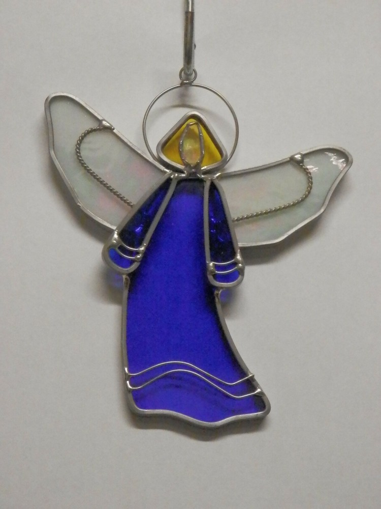Medium Stained Glass Angel - Dark Blue - R508DB
