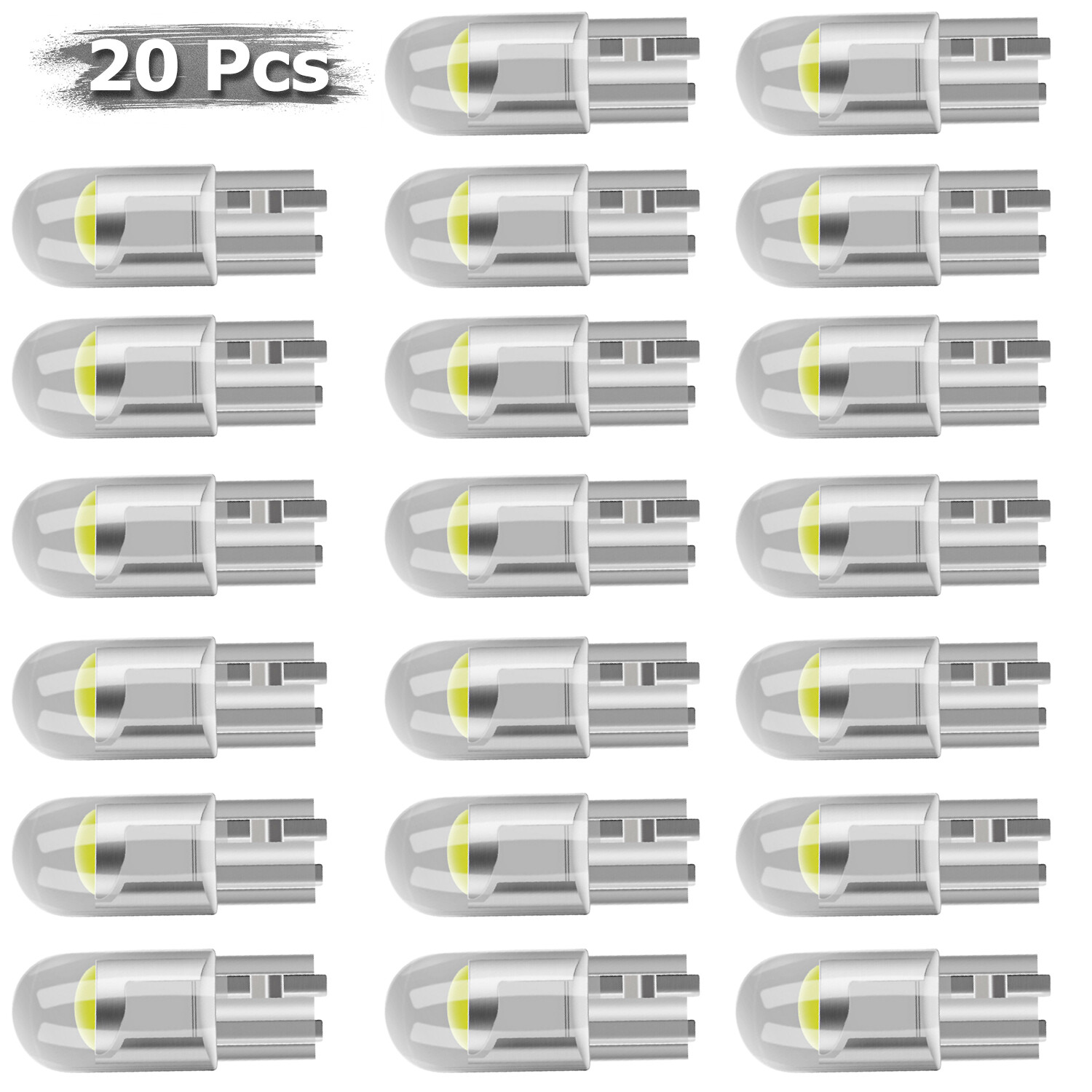 20X T10 194 168 W5W 2825 COB LED License Plate Interior Light Bulbs 6000K White