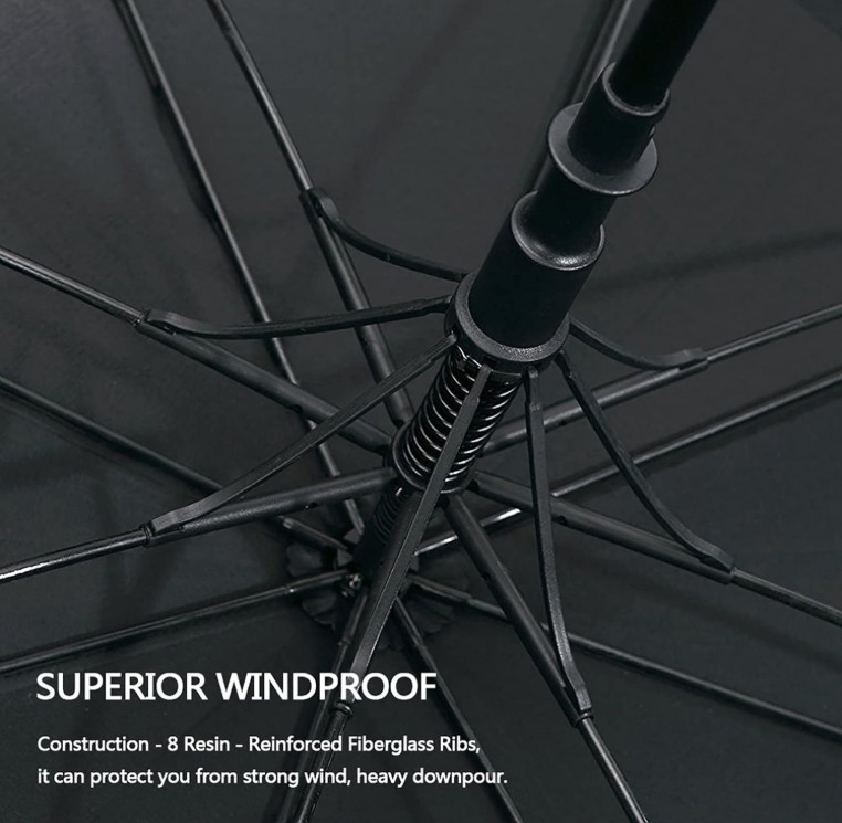 Oversize Windproof Automatic-Open Golf Umbrella, Double Canopy Design