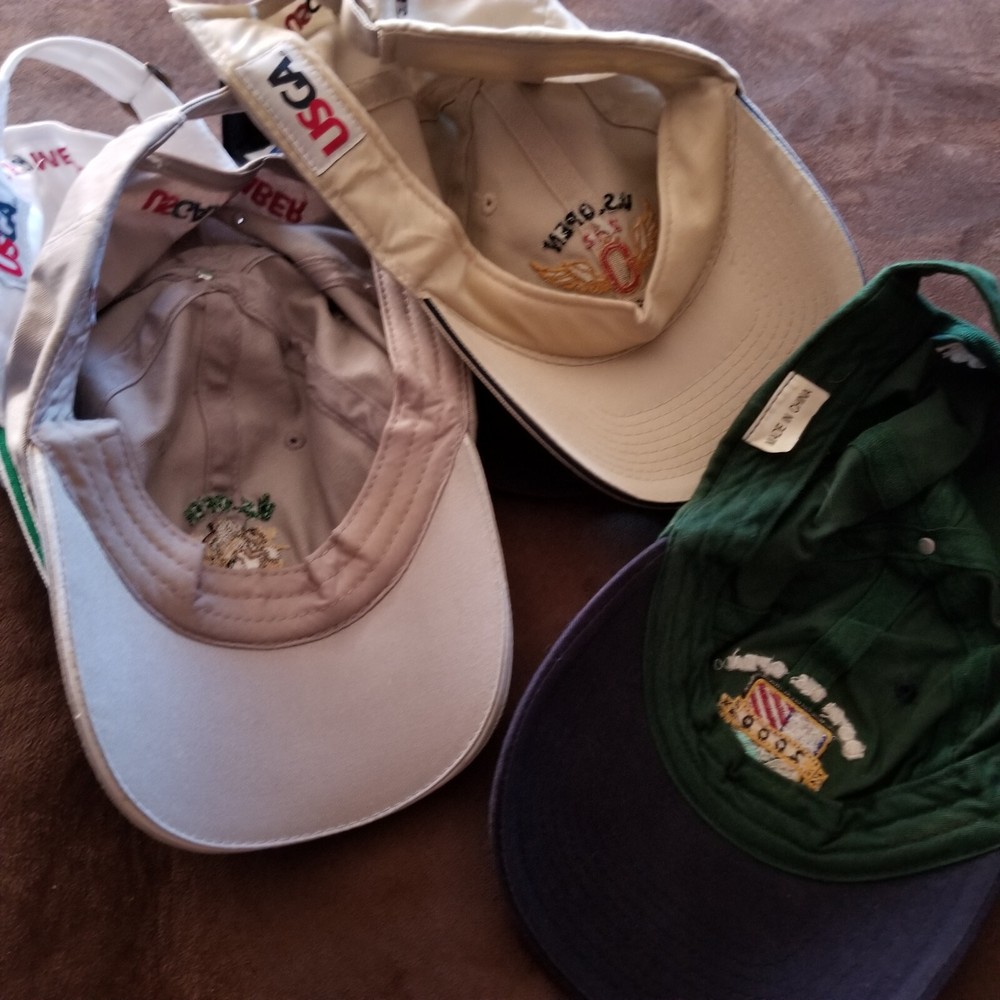 5 US OPEN USGA MEMBERS GOLF HATS 2000, 2011, 2012, 2016 AND 2017