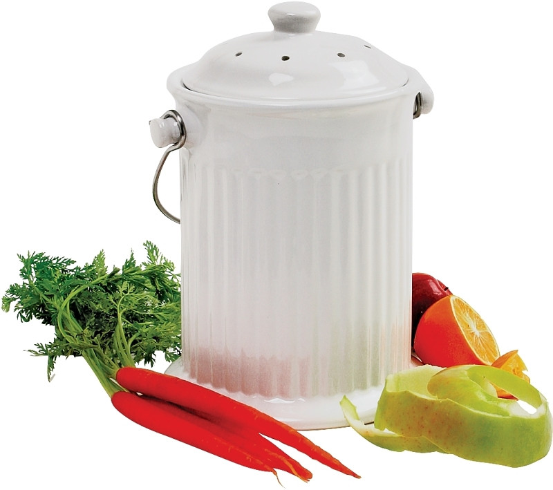White Ceramic Compost Keeper 1 gallon