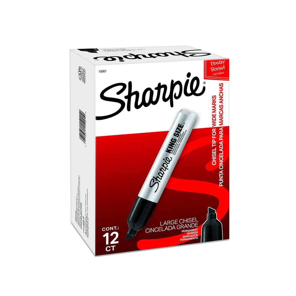 Sharpie King Size Permanent Markers 12 Count Extra Wide Chisel Tip Black Ink