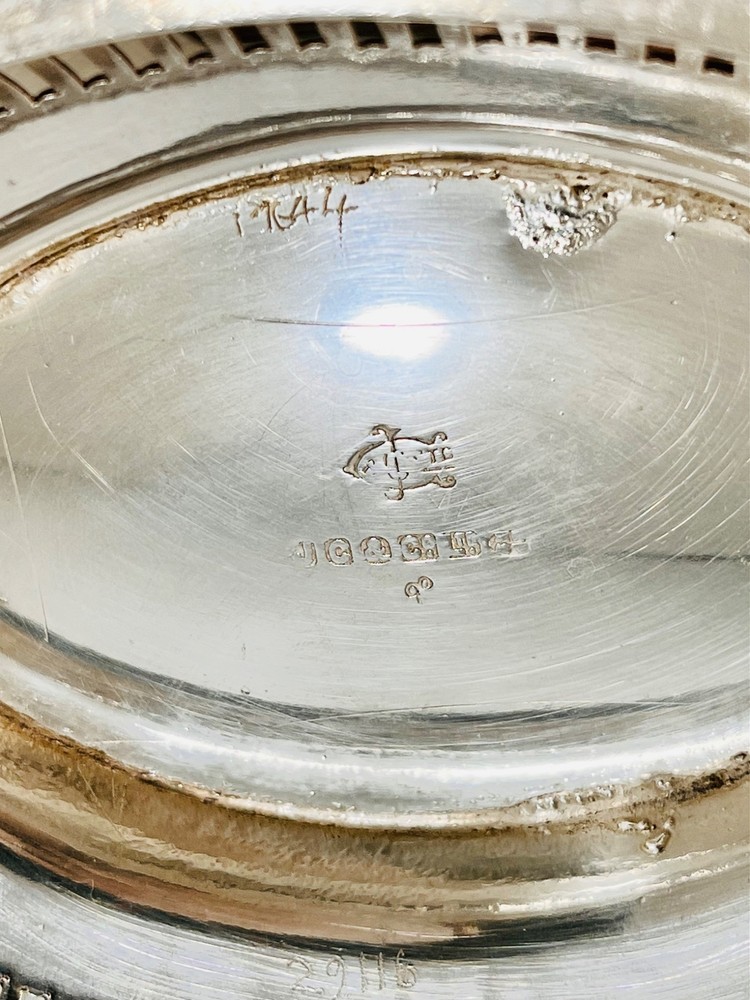 Vintage JC & Co Silver PlateFooted Fruit Cake Bread Basket w/ Handle 13.5" x 10"