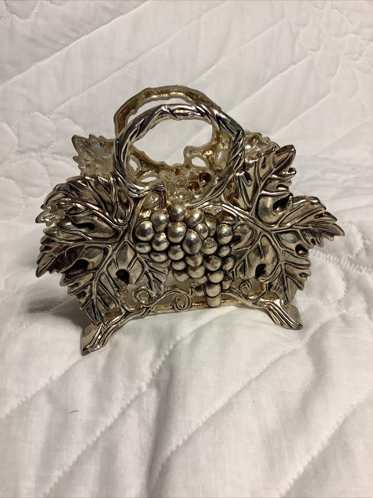 Silverplate Grape Themed NAPKIN HOLDER by Godinger© Silver Art Co. Ltd