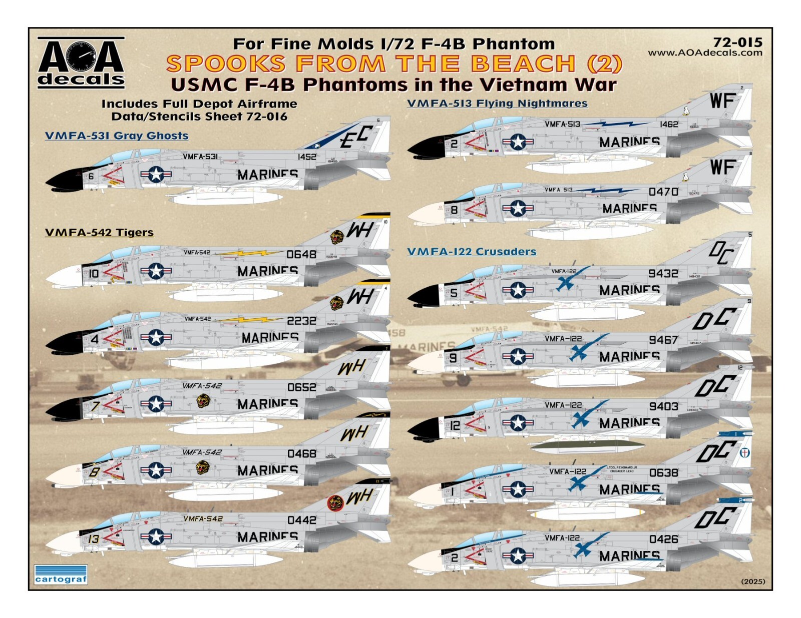 AOA decals 1/72 SPOOKS FROM THE BEACH (2) USMC F-4B Phantoms in the Vietnam War