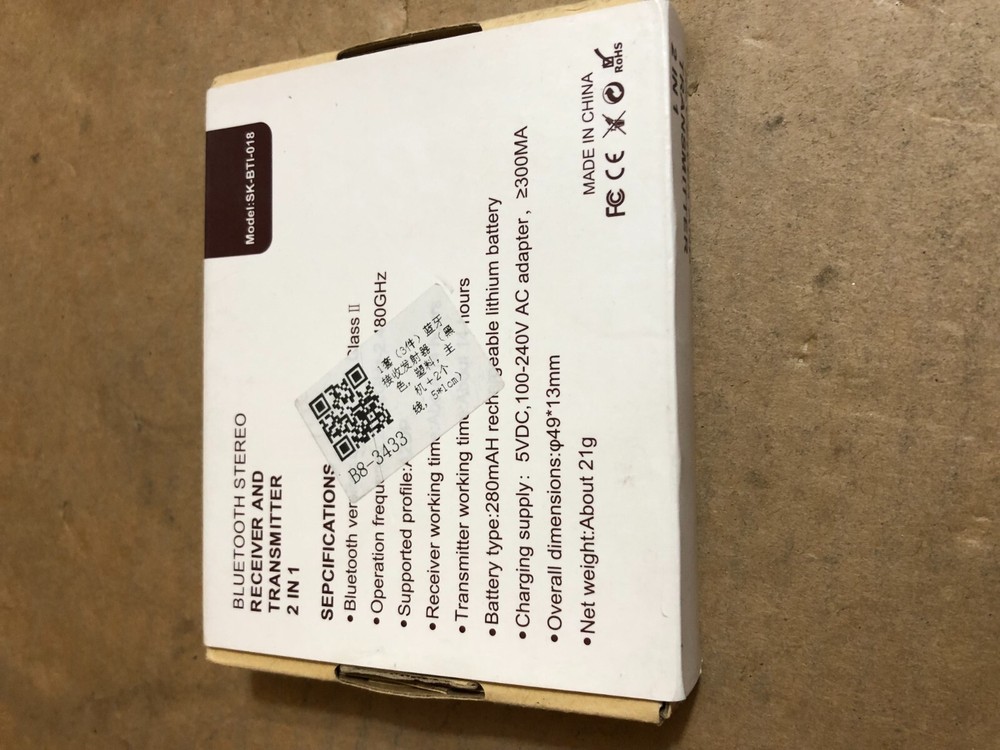 Bluetooth Stereo Receiver Model SK-BTI-018 NOB